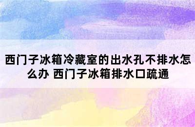 西门子冰箱冷藏室的出水孔不排水怎么办 西门子冰箱排水口疏通